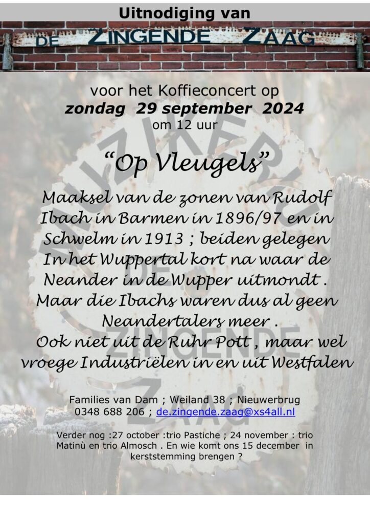 “Op vleugels” Zingende Zaag